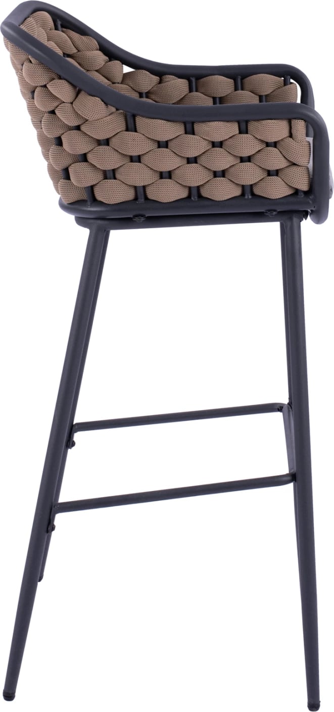 Karrige për bar me kornizë metalike dhe litar thurje bezhë FH5715 54x54x103cm