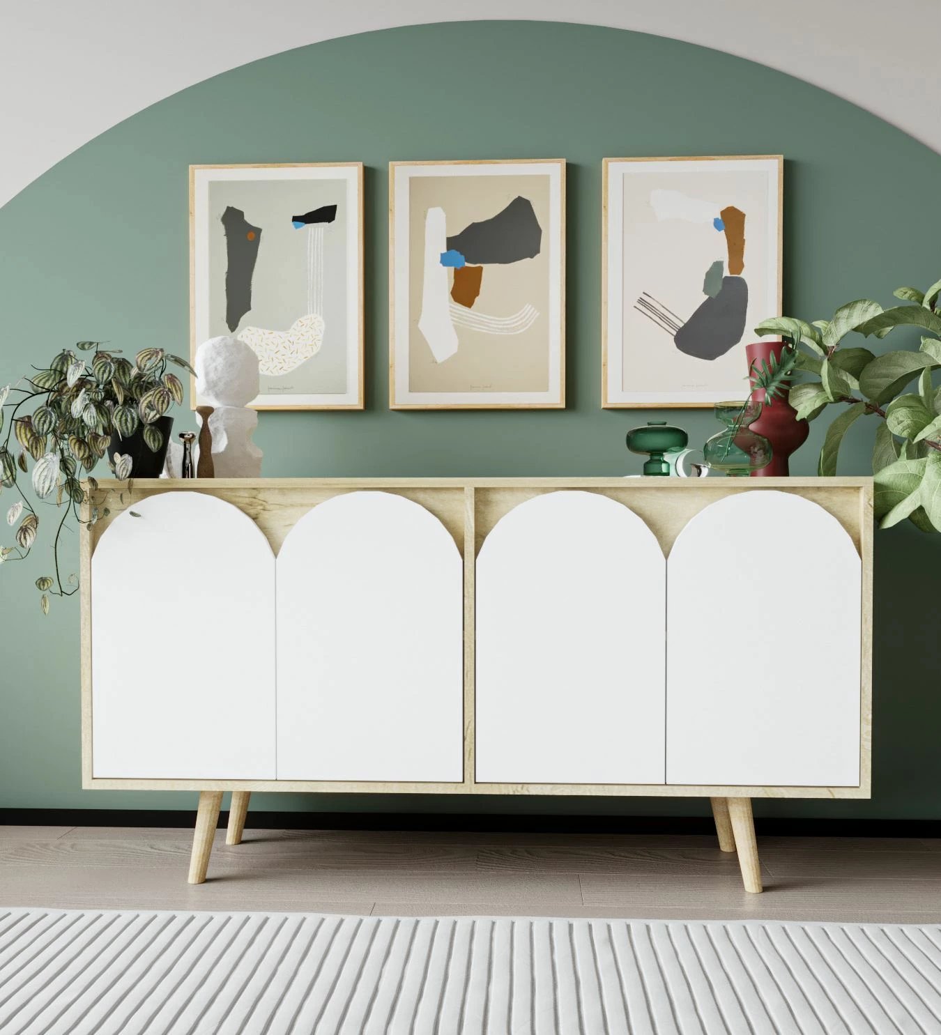 Konsol Skye Decor, Venezia 150, ngjyrë lis safir dhe e bardhë