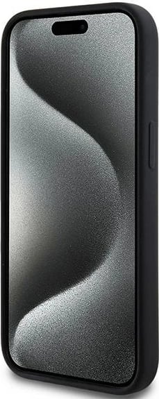 Mbështjellës DKNY Liquid Silicone me logo të bardhë, MagSafe, për iPhone 15 / 14 / 13, i zi