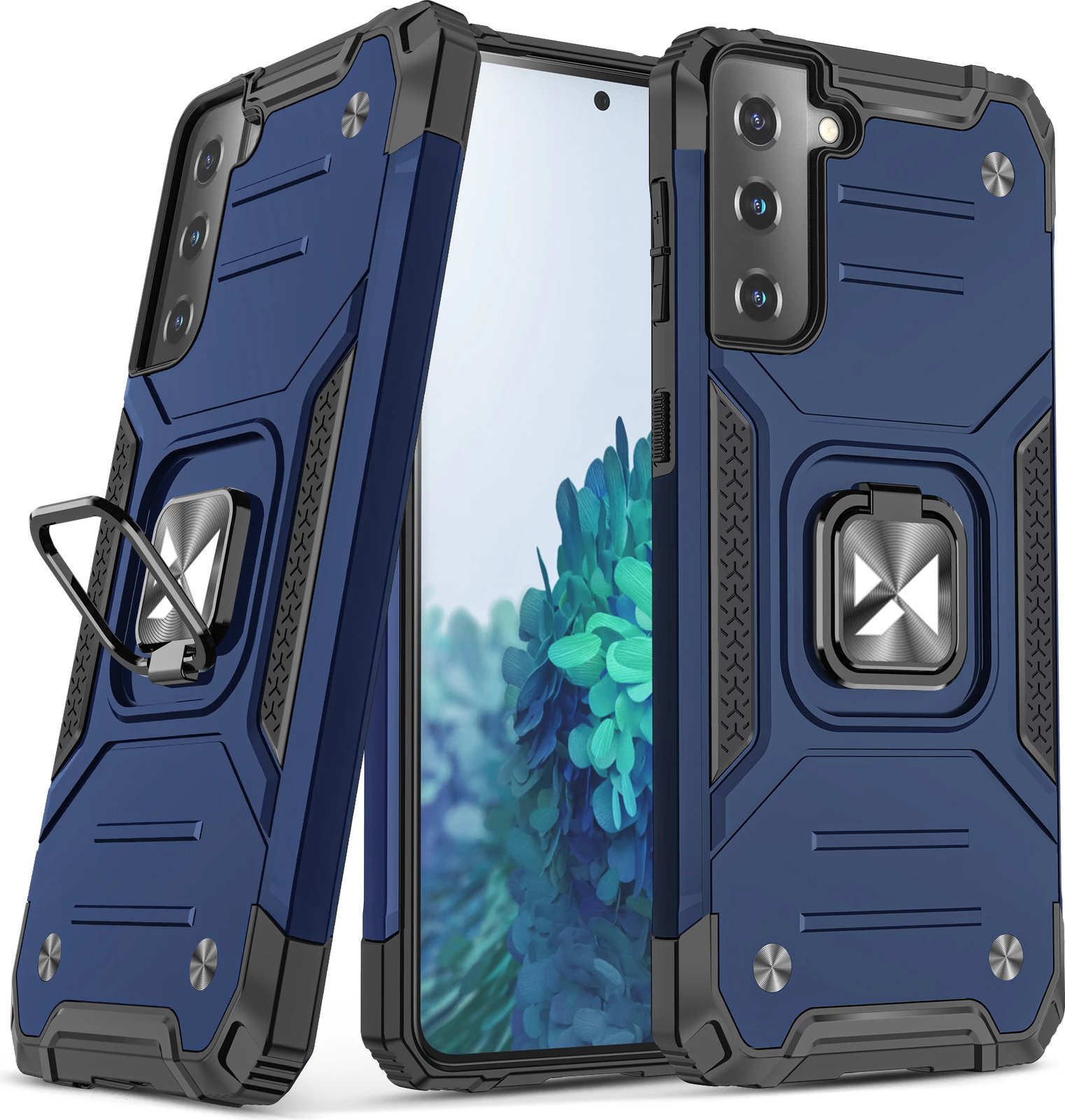 Mbështjellës Wozinsky Ring Armor për Samsung Galaxy S22+, me mbajtëse gishti dhe qëndrim, Blu