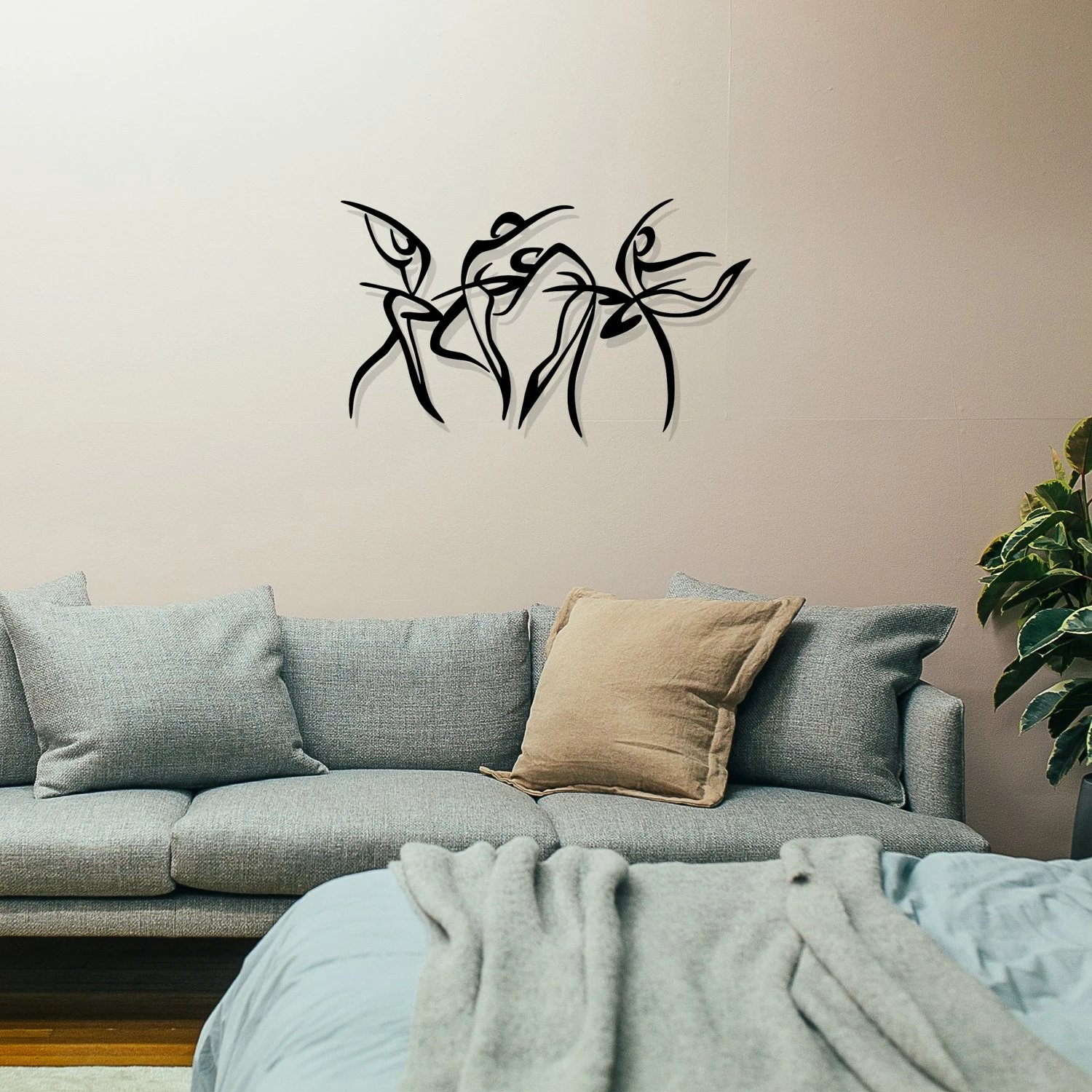 Aksesor dekorativ metalik për mur, Wallity Felicita S, ngjyrë e zezë, 66x38cm