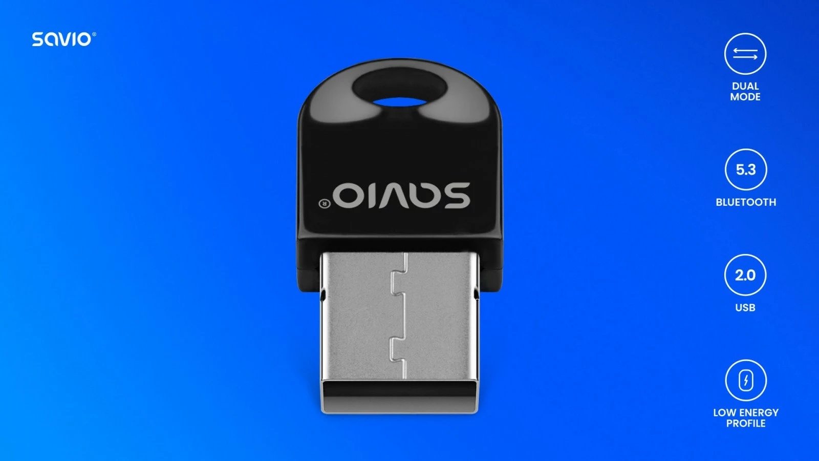Adapter Bluetooth Savio BT-050, USB, Bluetooth 5.0, i zi