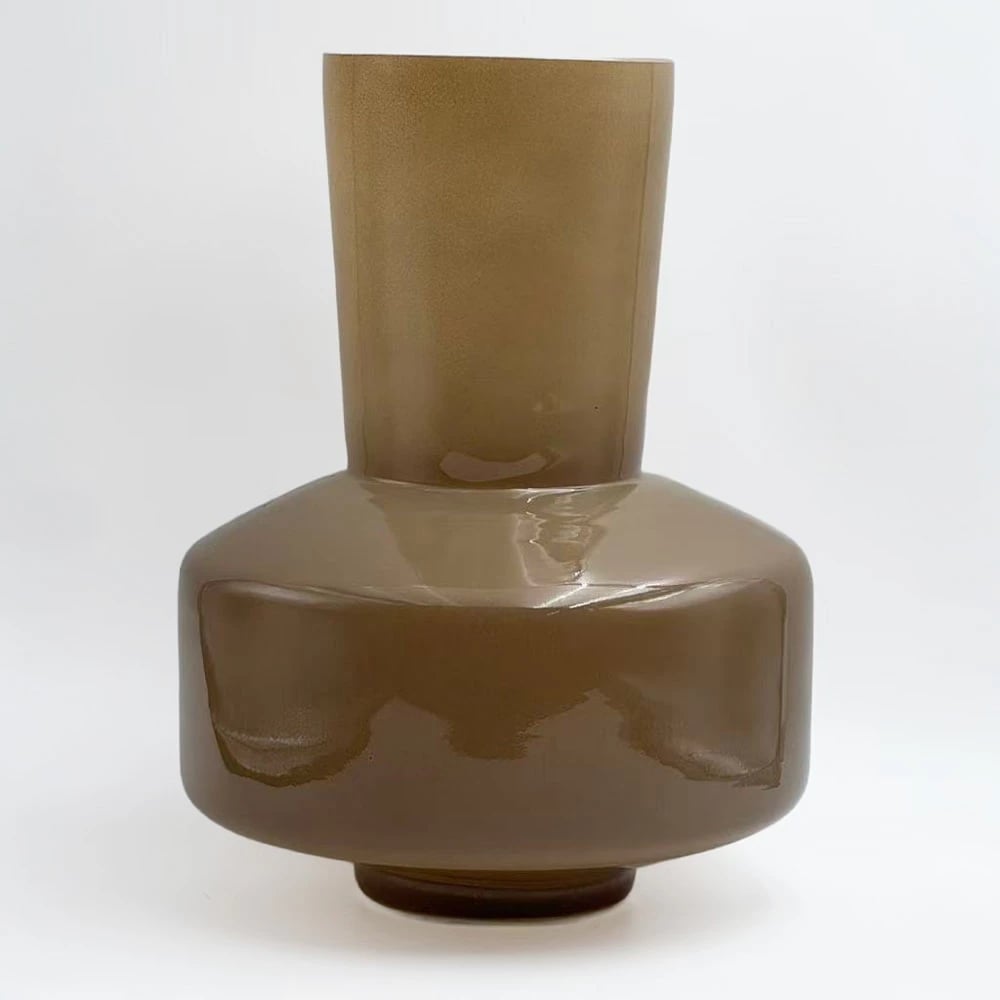 Vazo OPAC, qelq, ngjyrë kafe e çelët, 20x20x25cm