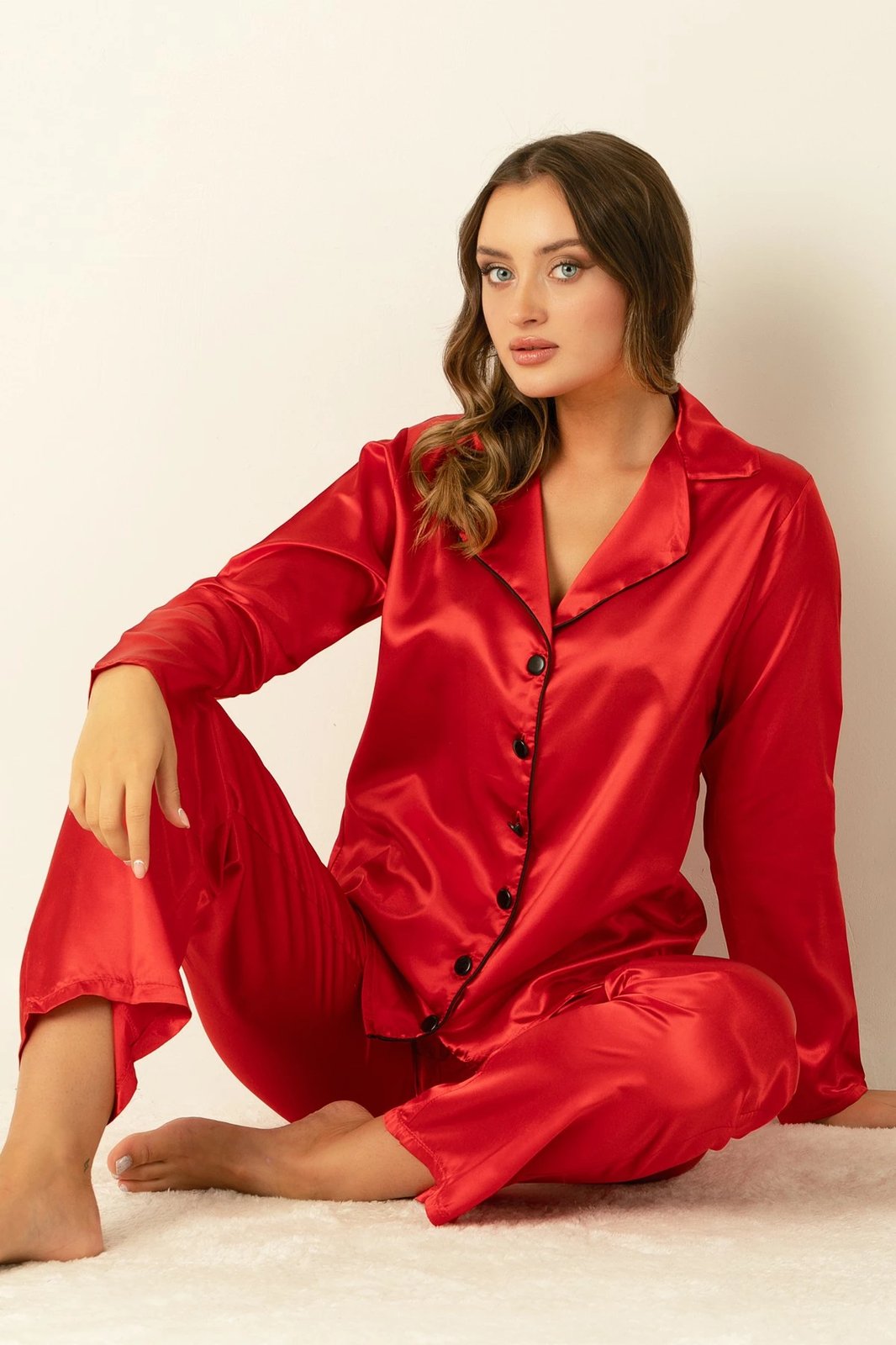 Set pizhamash për gra, ngjyrë e kuqe, Jumeon, 002-000905