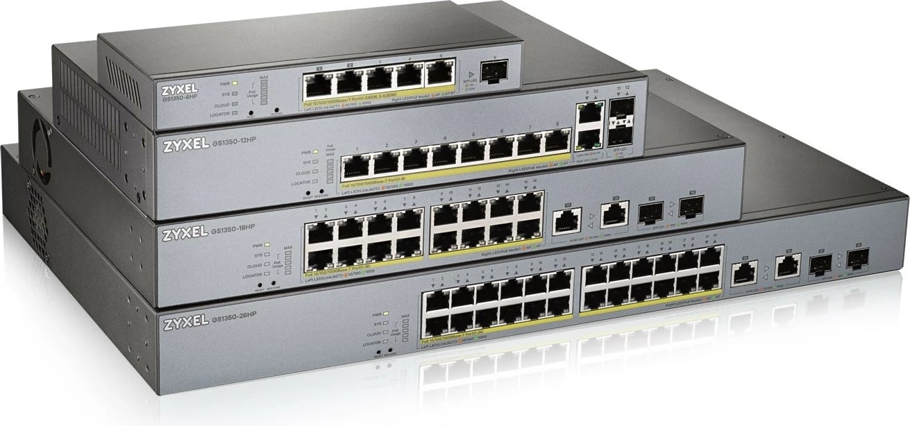 Switch i menaxhuar Zyxel GS1350-26HP, 24 porta Gigabit PoE, 375W