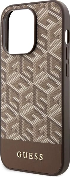 Mbështjellës Guess GCube Stripes MagSafe për iPhone 14 Pro Max 6.7", kafe
