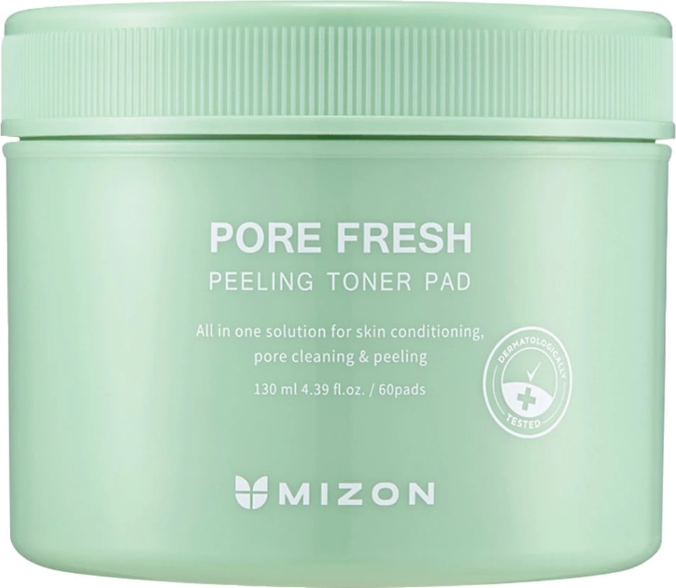 Disqe eksfoliuese dhe tonifikuese për fytyrë Mizon Pore Fresh Peeling Toner Pad për femra, 60 copë
