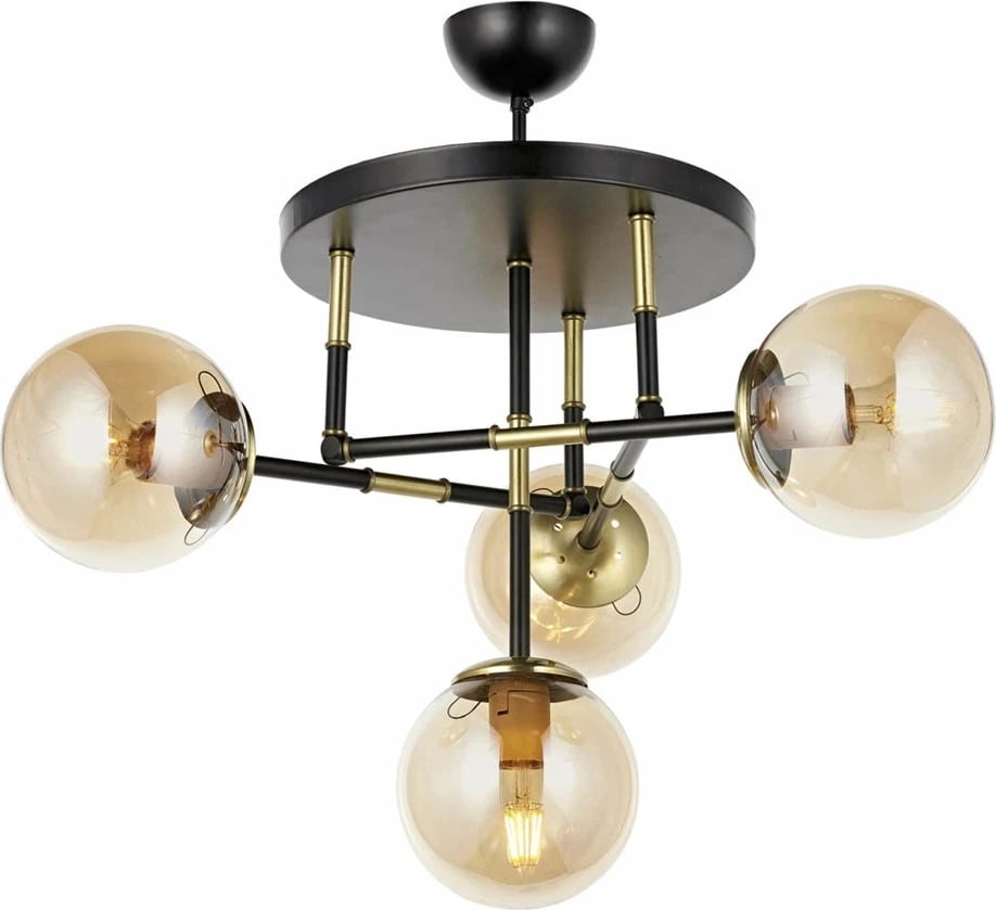 Llambë tavani moderne Opviq, AV-4331-4T-BSY, e zezë dhe ari