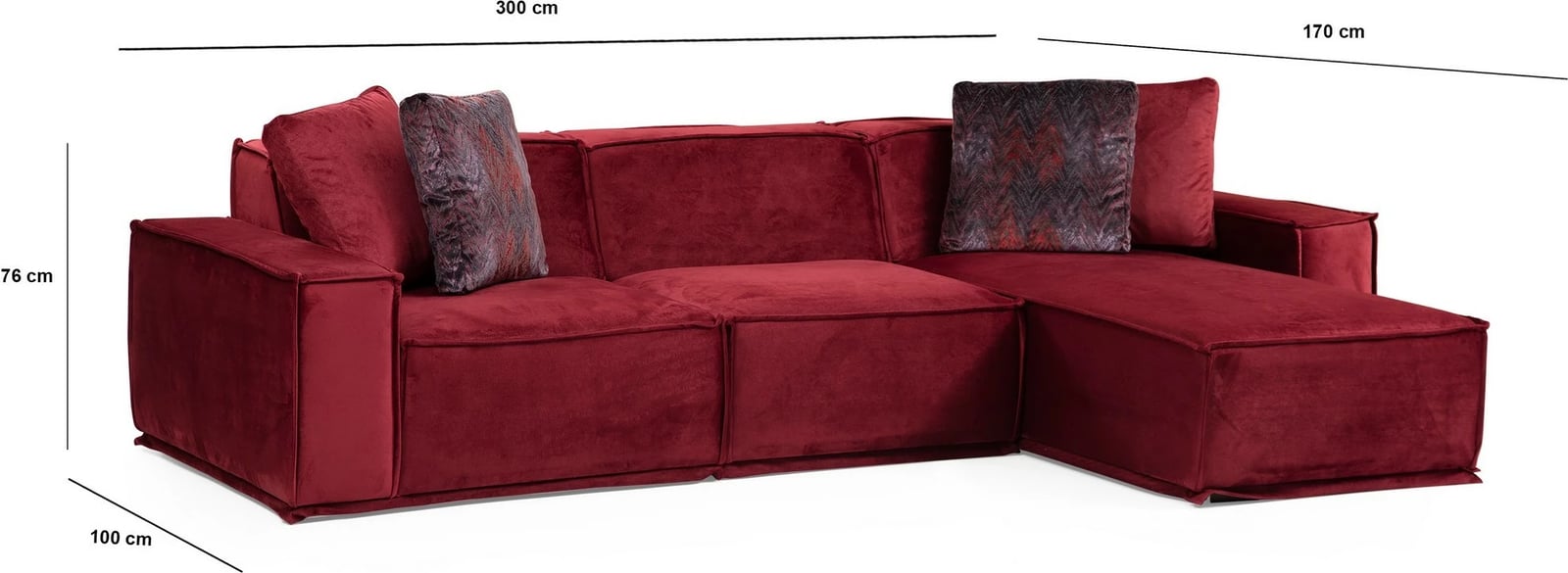 Kënd-sofë Atelier del Sofa, Lego Corner 9, ngjyrë burgundy, 300x170cm