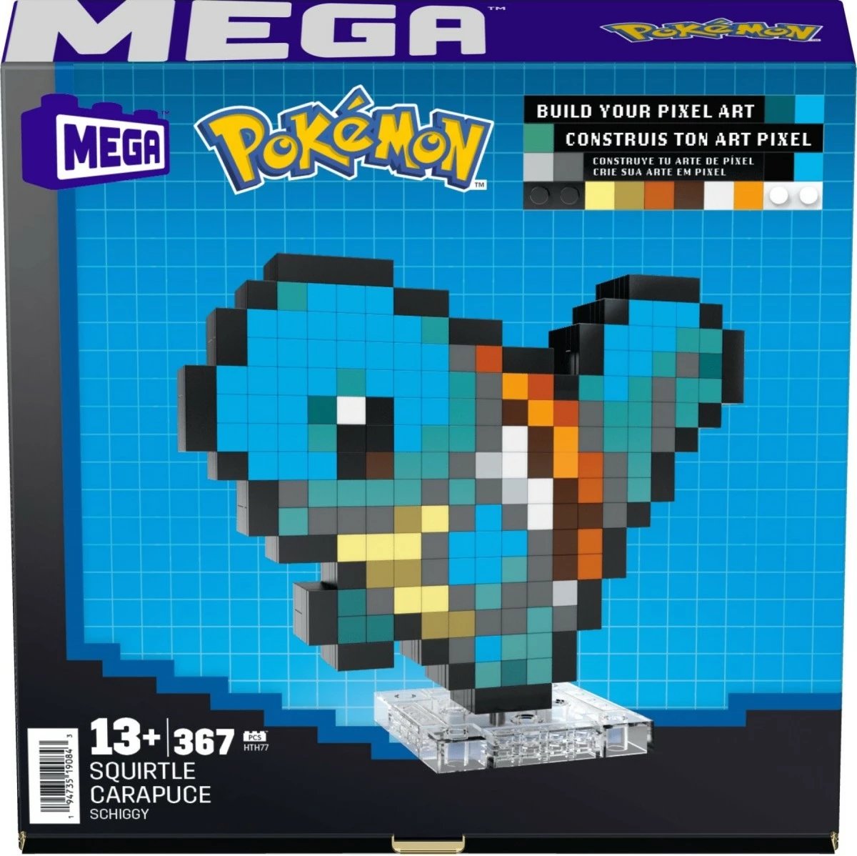 Set ndërtimi Mega Bloks Pokemon Squirtle HTH77, 367 pjesë, Pixel Art