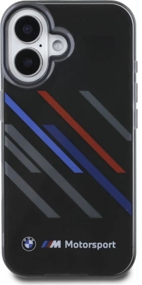 Mbështjellës BMW Motorsport IML Random Stripes për iPhone 16, Zi