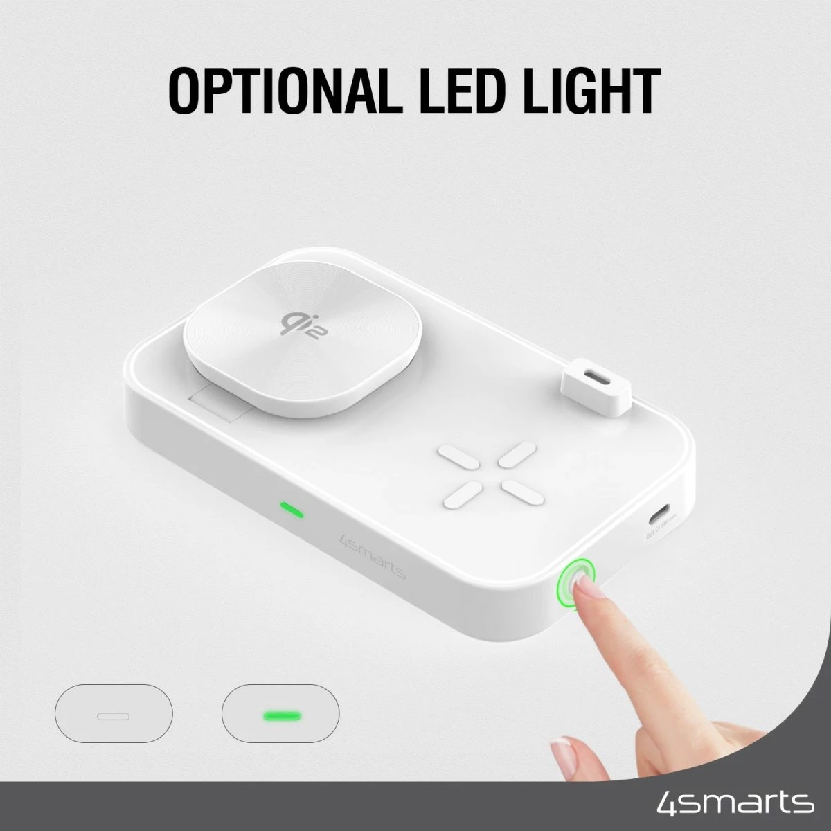 Karikues wireless 4smarts Qi2, 1.5 m, i bardhë
