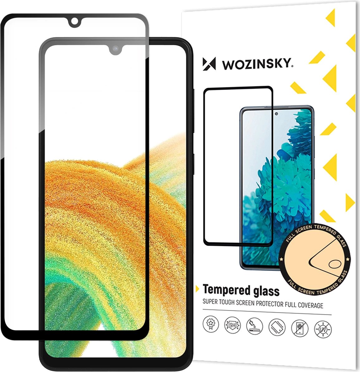 Xham i temperuar Wozinsky Full Glue për Samsung Galaxy A34 5G, me kornizë të zezë