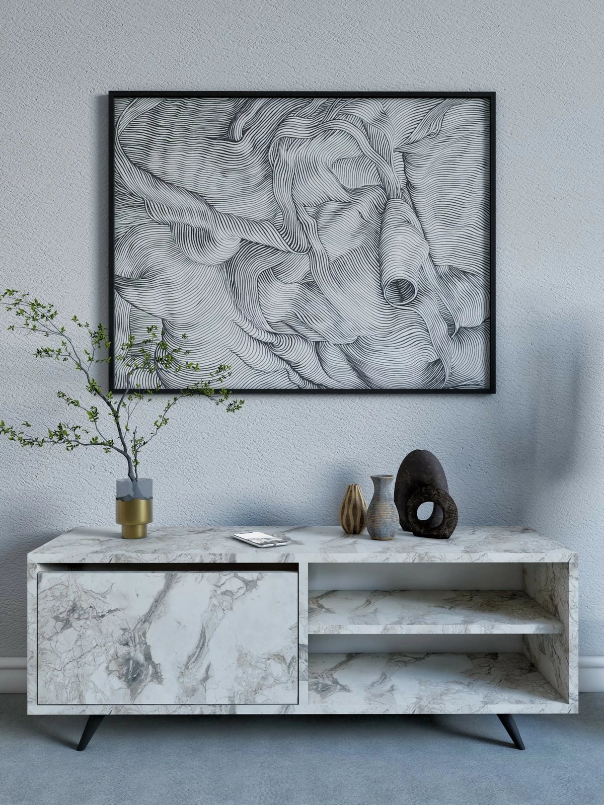 Komodë TV Hanah Home, ngjyrë mermeri Ephesus