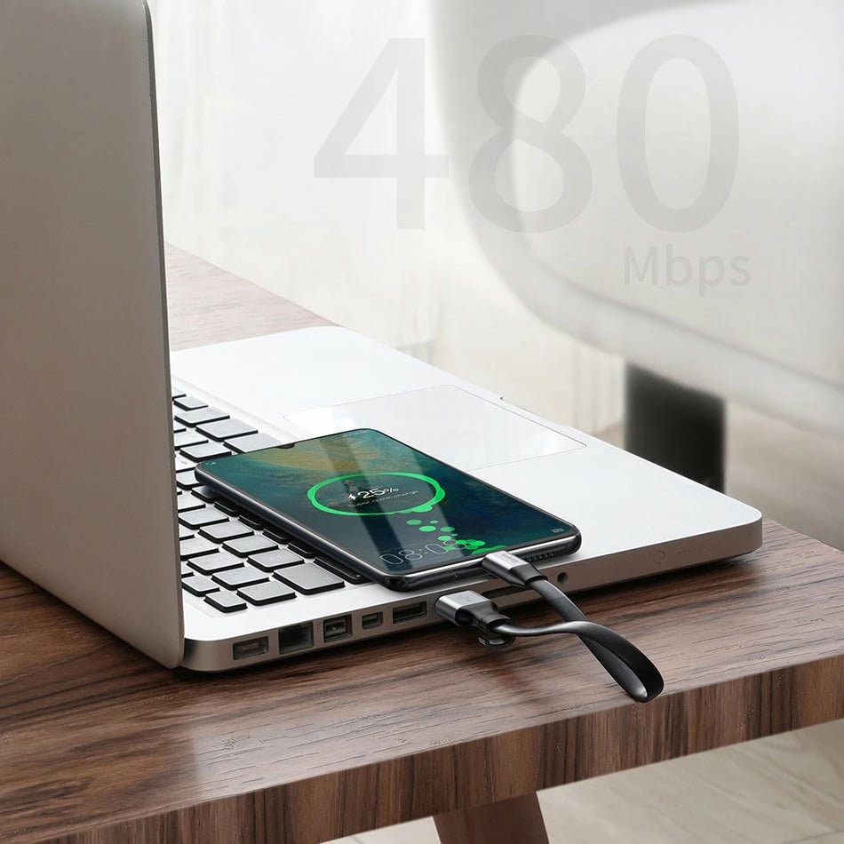Kabllo USB-C Baseus Simple CATMBJ-BG1, 23cm, 40W, e zezë/argjendtë Kabllo USB-C Baseus Simple CATMBJ-BG1, 23cm, 40W, e zezë/argjendtë
