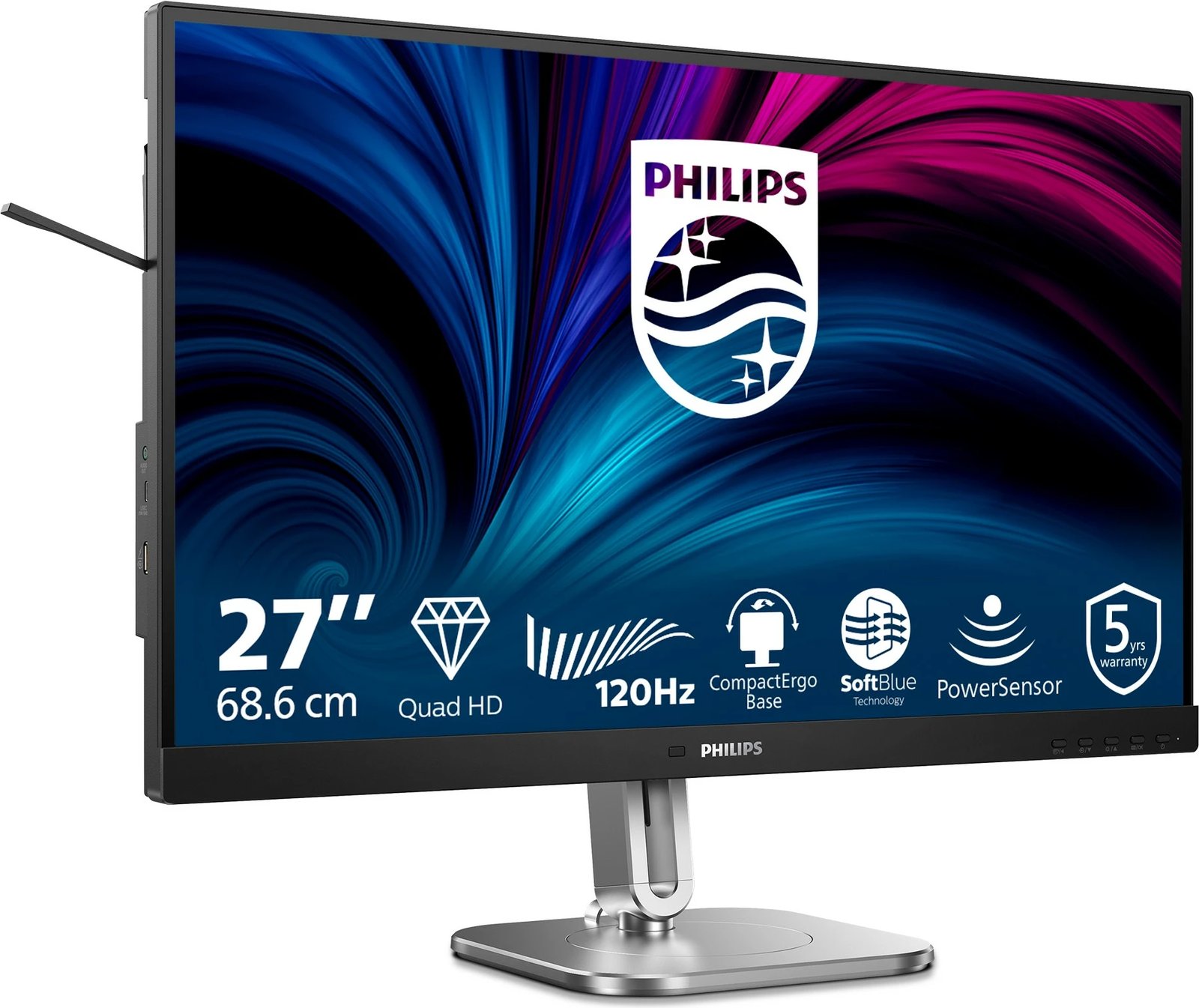 Monitor Philips 27 inç 2560x1440 120Hz IPS USB HUB altoparlantë