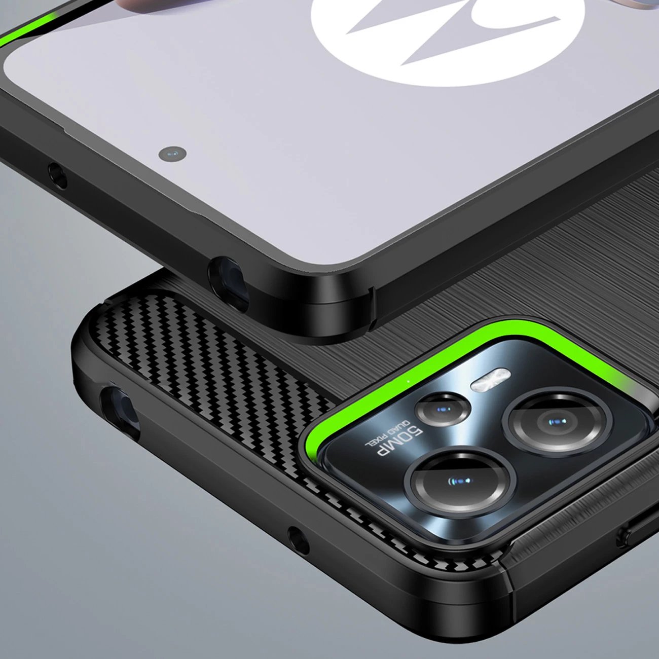 Mbështjellës Hurtel Carbon Case për Motorola Moto G53/G13, TPU, i zi