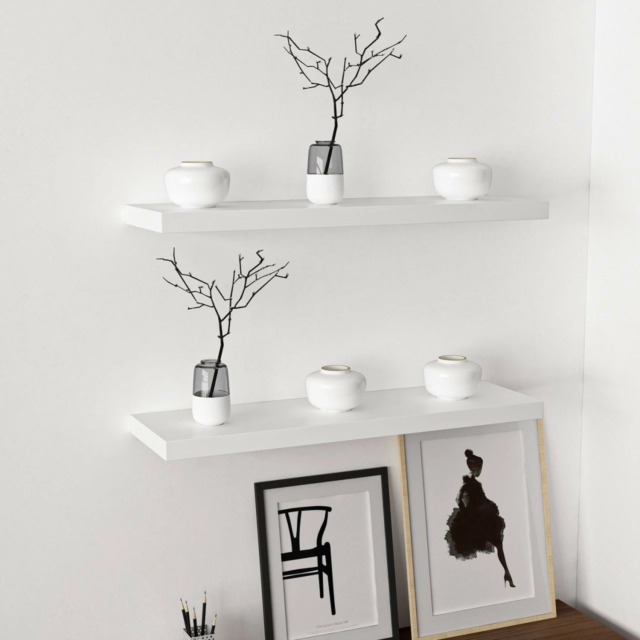 Raft muri Hanah Home, Gizli2, i bardhë, 80 cm