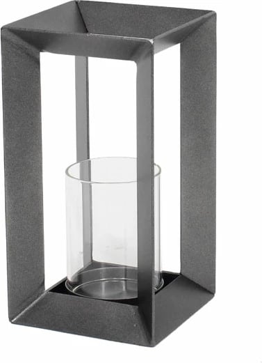 Mbajtës qirinjsh tealight, metal gri, gotë, 13x13x23cm