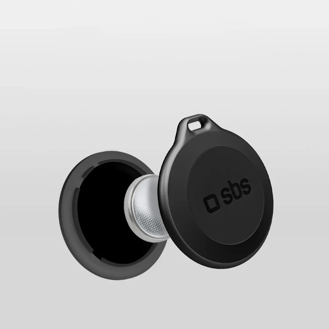 Tracker SBS Track My Circle, i papërshkueshëm nga uji IP65, kompatibil me Apple Find My, i zi