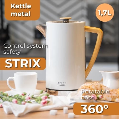 Zierëse uji, Adler, AD 1347, 1.7 L, 1850-2200 W, çelik inox, STRIX, e bardhë