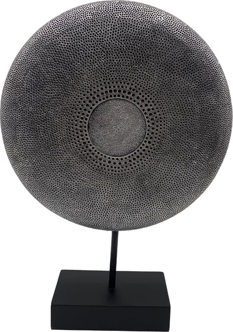 Disk dekorativ Skiva, polirezine, ngjyrë argjendi antike, 25x7x36 cm