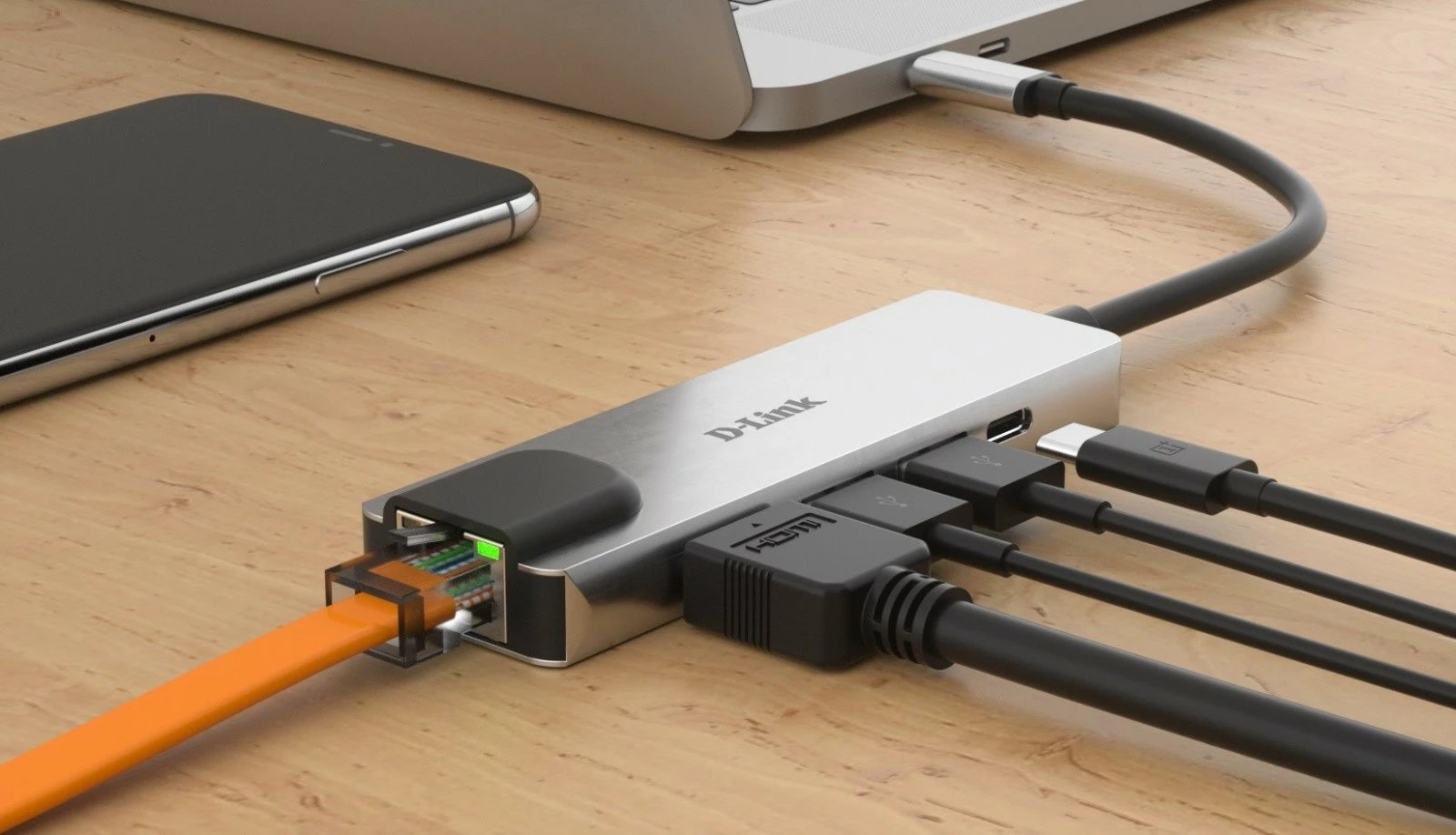 Adapter multiport D-Link DUB-M520, USB-C, HDMI, RJ-45, 2x USB 3.0, argjendtë