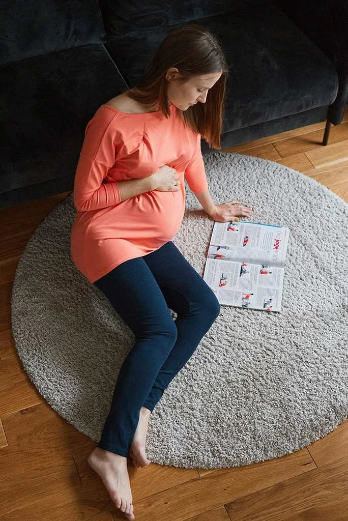 Leggins shtatzënie bel i lartë, milk & love, gjatësi e plotë, pambuk 92% + elastan 8%, madhësia S, blu