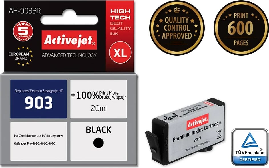 Ngjyrë zëvendësuese Activejet AH-903BR për printer HP, 20ml, e zezë