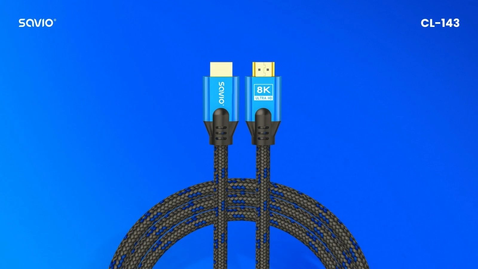Kabllo HDMI Savio CL-143, 3m, Ultra HD 8K, v2.1, zezë/blu