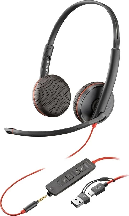 Kufje POLY Blackwire 3225, stereo, USB-C/USB-A/3.5mm, e zezë