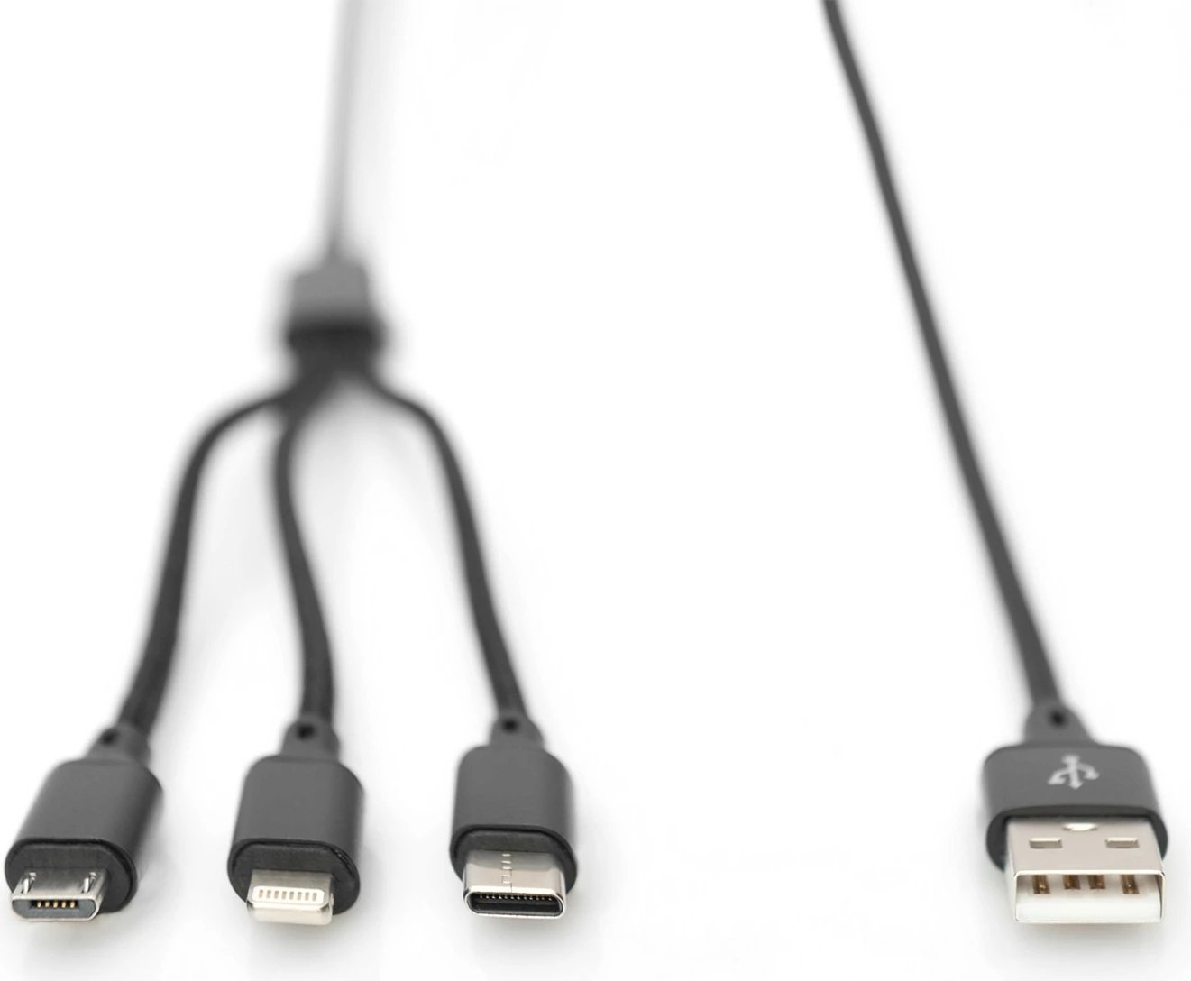 Kabllo karikimi 3-në-1 Digitus, 1 m, USB A, USB C, E zezë Kabllo karikimi 3-në-1 Digitus, 1 m, USB A, USB C, E zezë