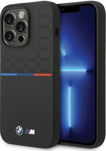 Mbështjellës BMW Silicone Pattern për iPhone 15 Pro Max, i zi