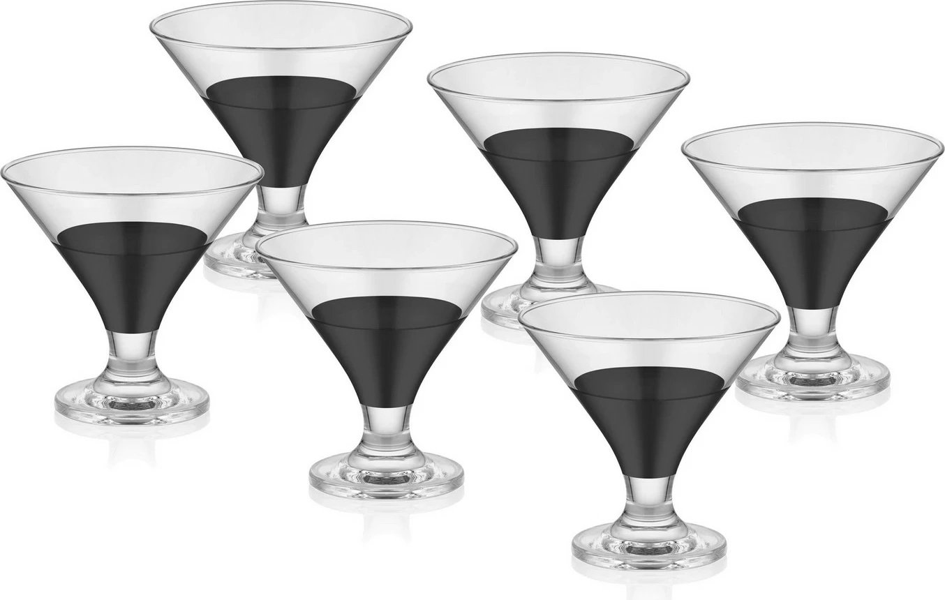 Set gotash akulli për akullore, qelq, ngjyrë e zezë, Hermia, DRK0005, 6 copë