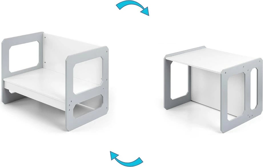 Set mobilje fëmijësh 3‑në‑1, Milly Mally, Stella, modulare MDF, tavolinë + karrige, për moshat 3–6 vjeç, gri, set