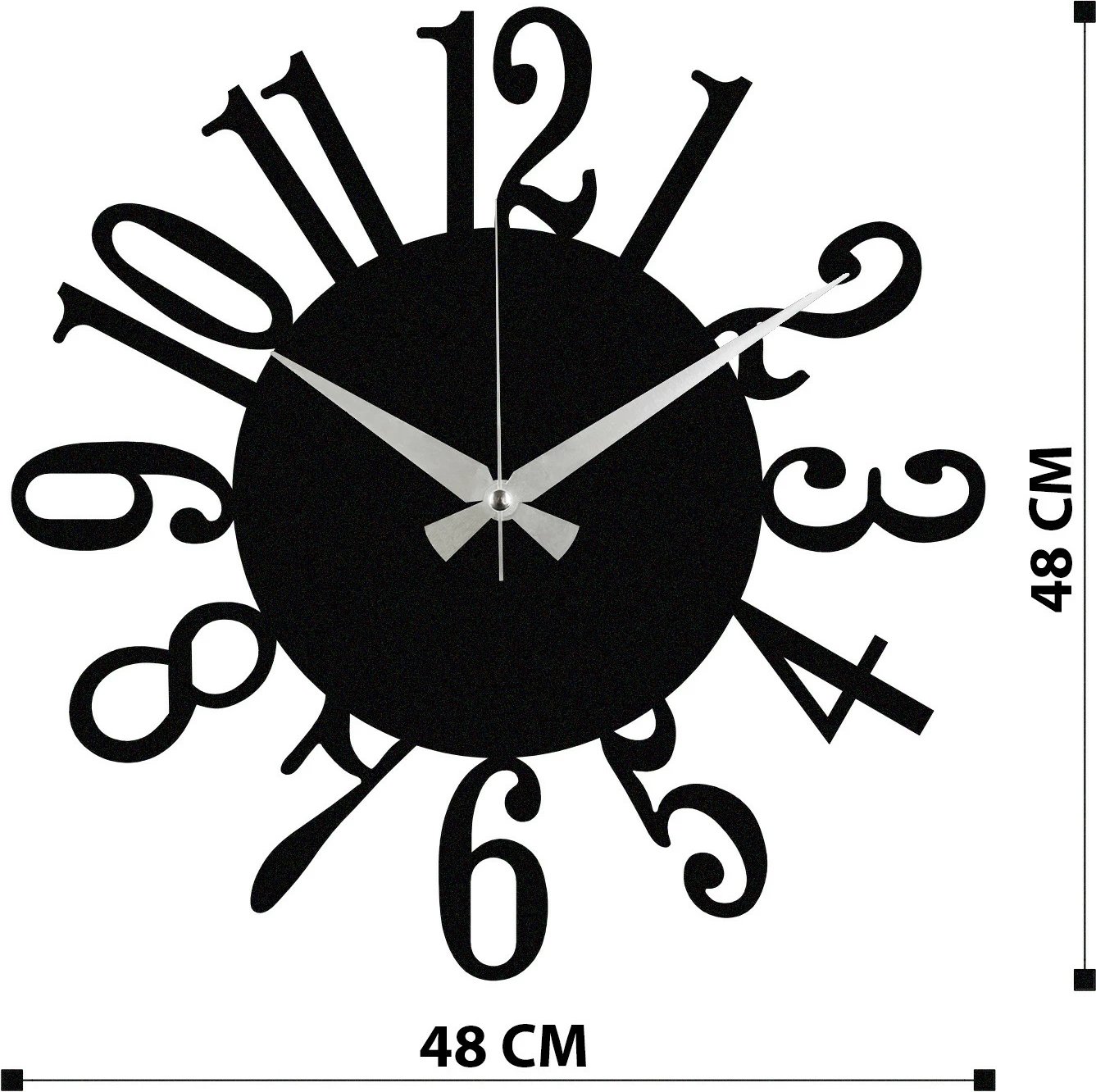 Orë muri dekorative prej metali, Wallity Enzoclock - S005, e zezë, 48x48cm