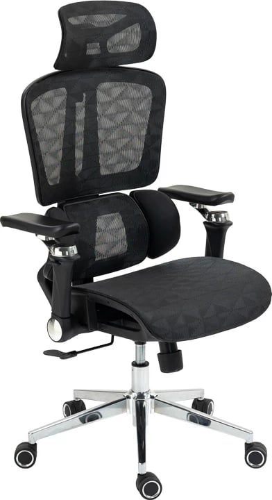 Karrige pune menaxheri Jeffer, rrjetë e zezë, 67x62x115-125cm