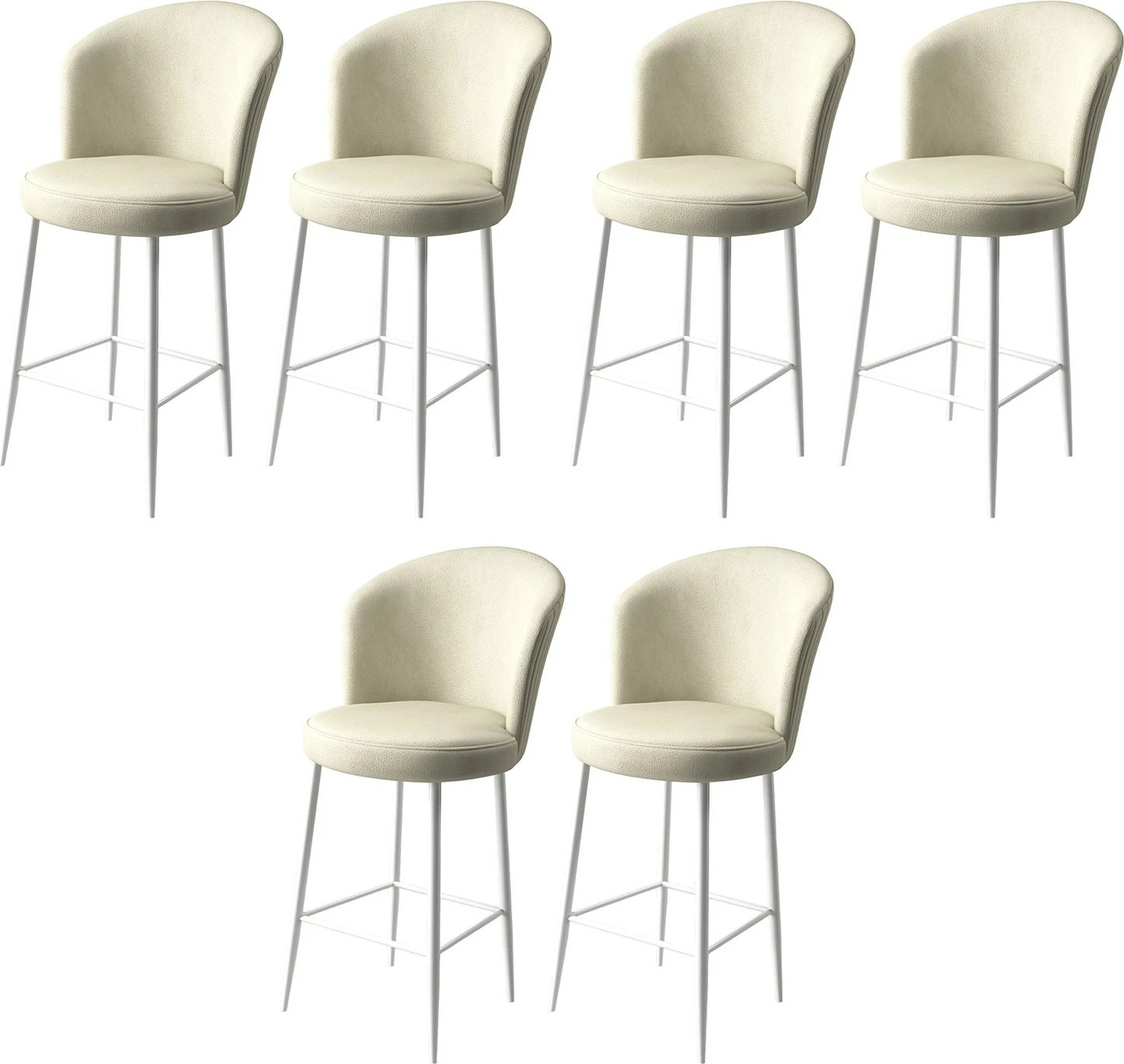 Set karrigesh për bar (6 copë), Hanah Home Fora, krem-bardhë