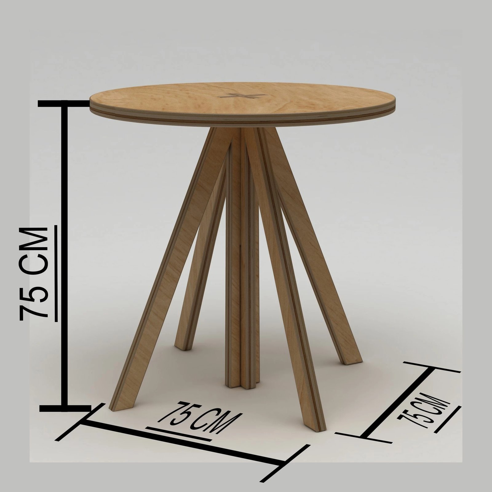 Tavolinë ngrënieje Skye Decor, dru natyral, Tripus, 75x75x75cm