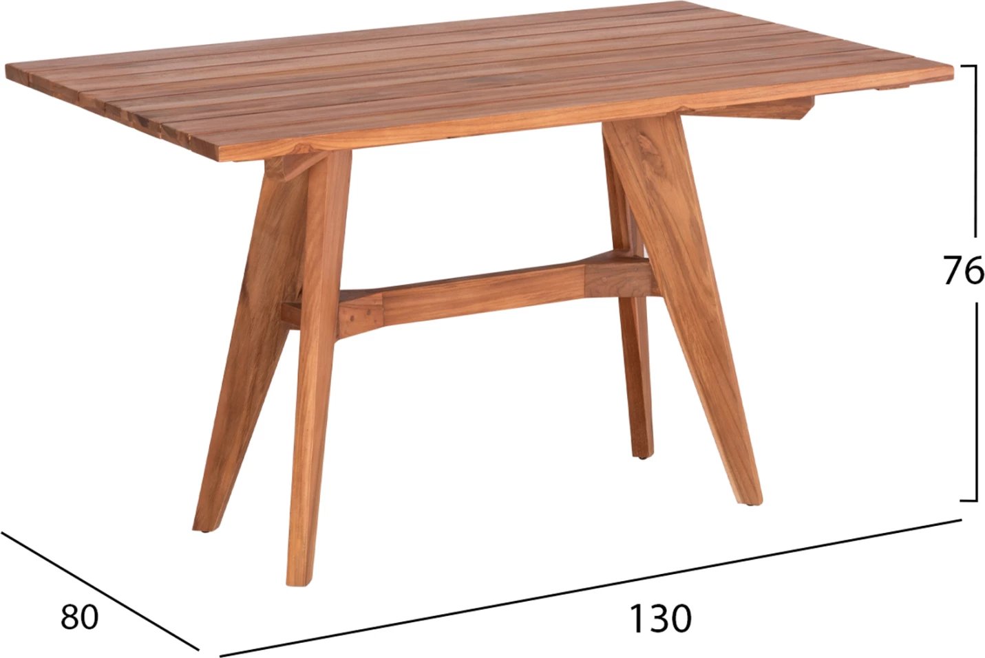 Tavolinë me karrige për terasë, drejtkëndëshe, LEO, dru teak, 130x80x76 cm