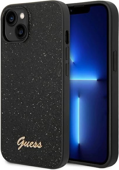 Mbështjellës Guess GUHCP14MHGGSHK për iPhone 14 Plus 6.7", i fortë, Glitter Script, i zi