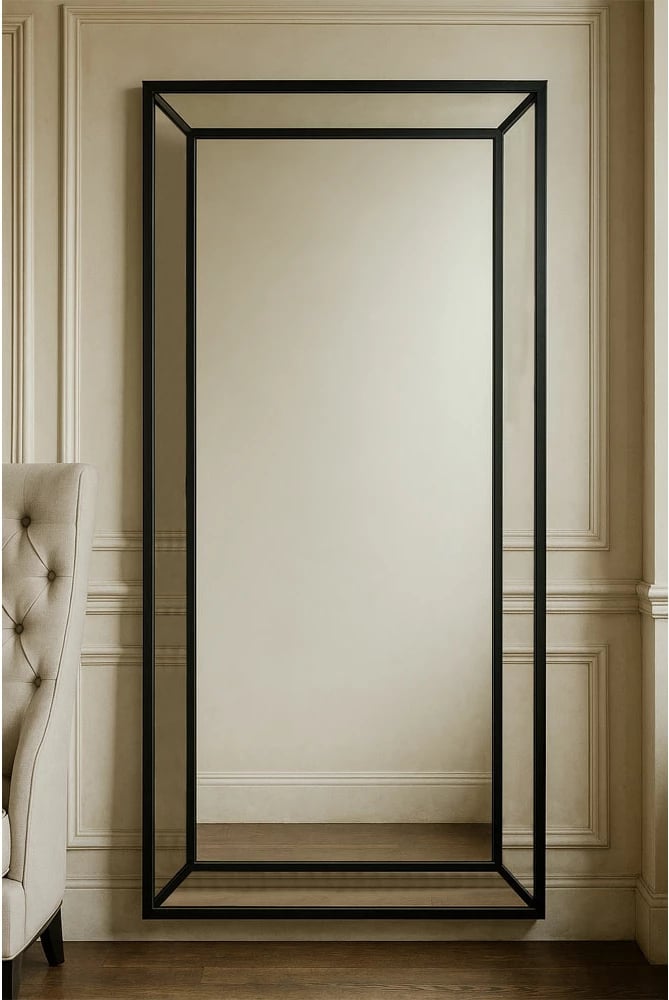 Pasqyrë varëse, metal i zi, 100x180cm