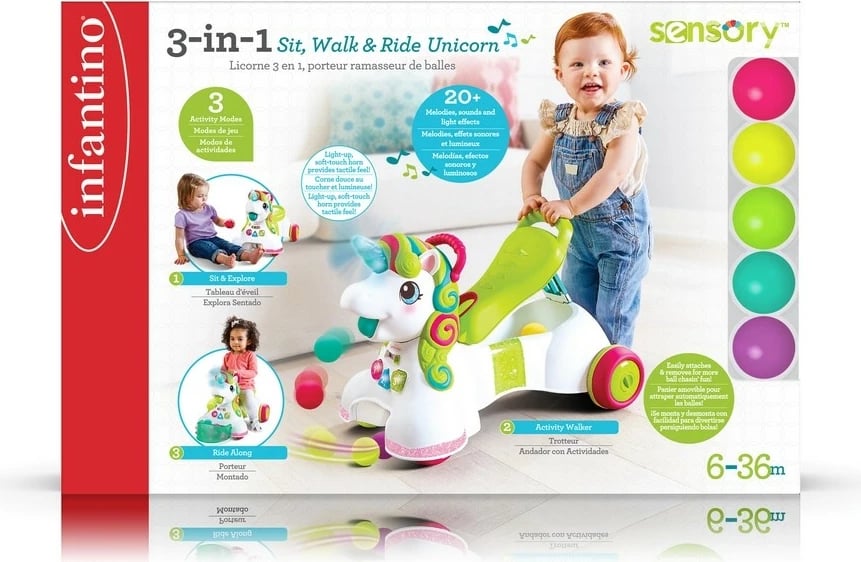 Ride-on, push walker 3-in-1 B-kids 150227018N, shumëngjyrëshe, Unicorn