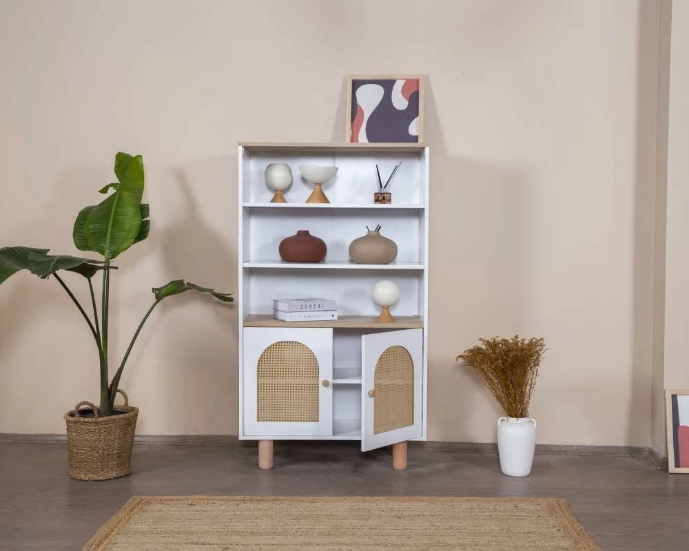 Raft librash Skye Decor, bohem, bardhë dhe lis