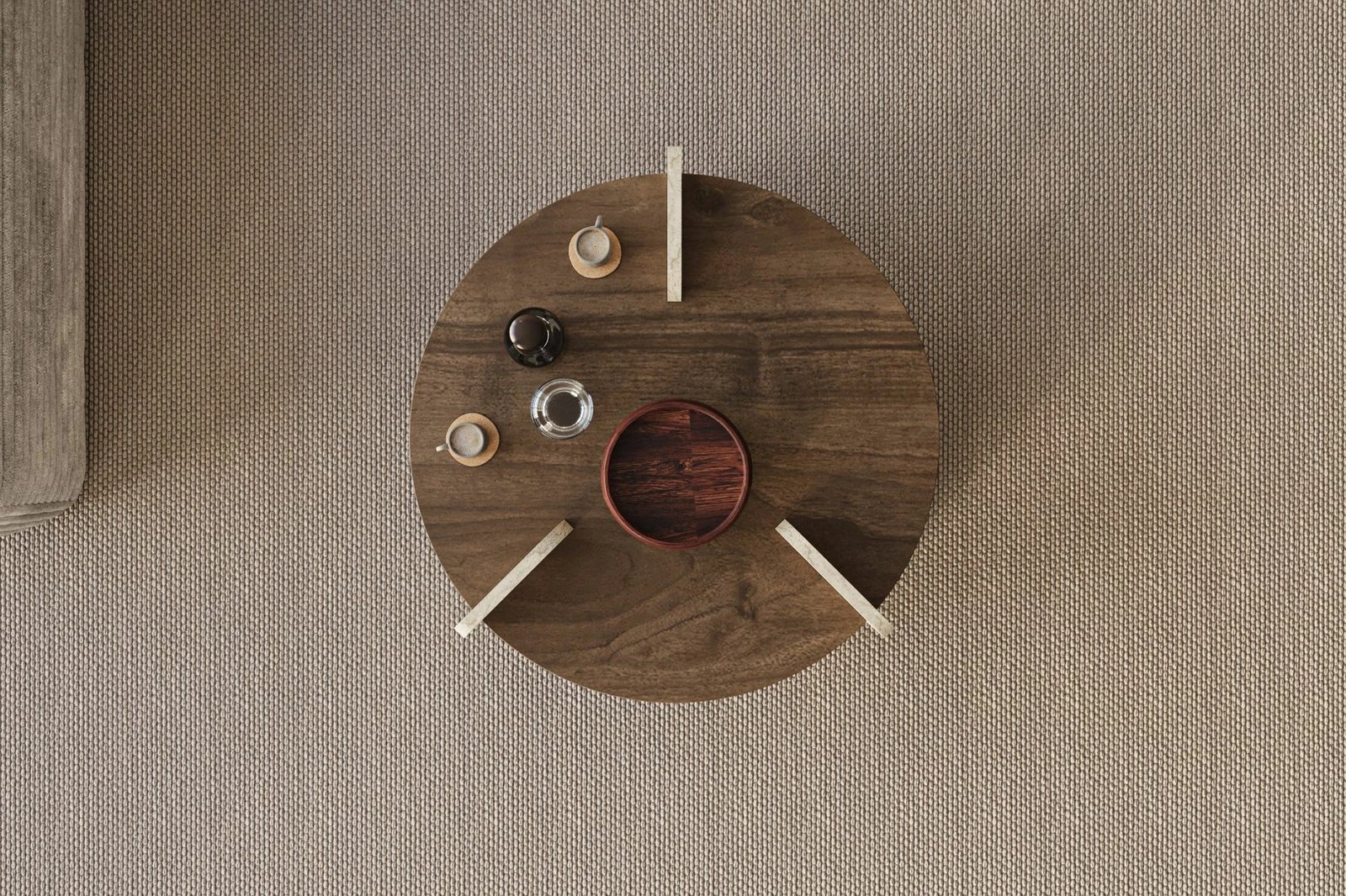 Tavolinë kafeje Skye Decor, Oalla - travertin, arrë