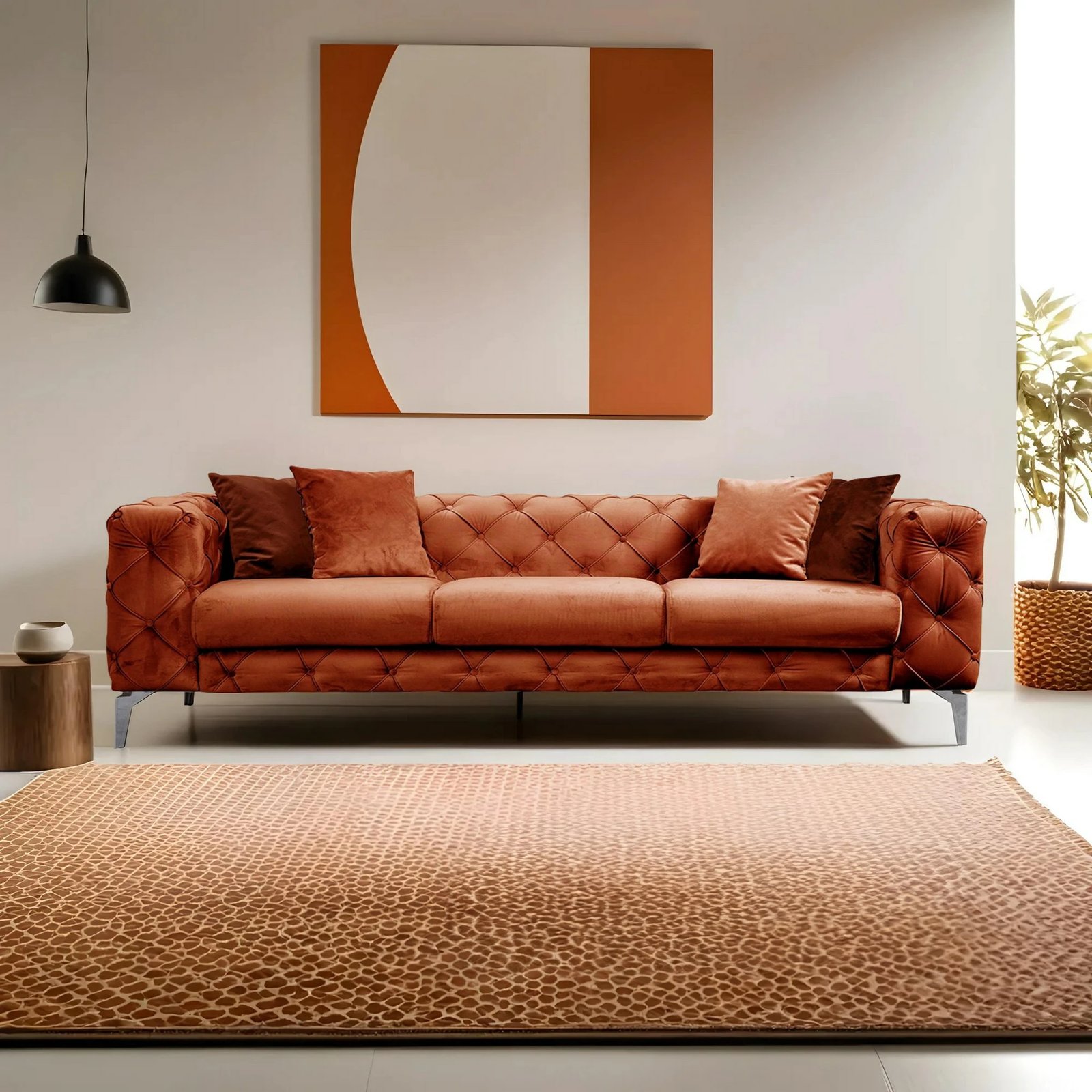 Divan treshe Como, portokalli, Atelier del Sofa