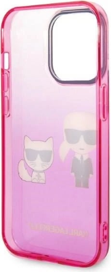 Mbështjellës Karl Lagerfeld Ikonik Karl & Choupette për iPhone 14 Pro 6.1", Rozë