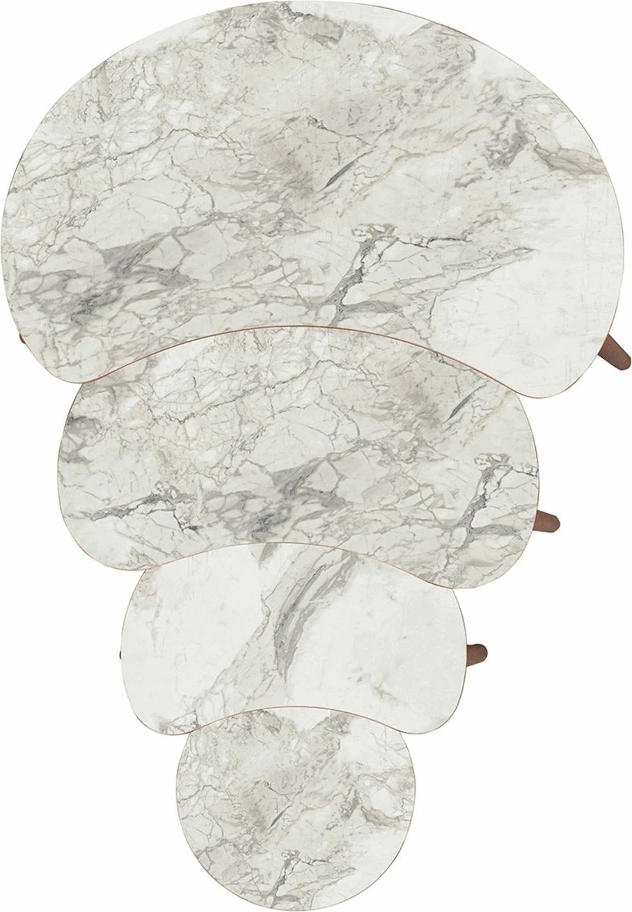 Set tavolinash ndihmëse, 4 copë, Skye Decor, ngjyrë e bardhë, Moon