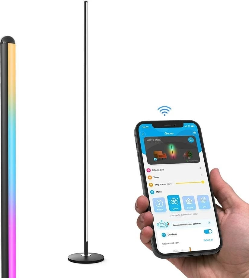 Llambë dyshemeje e mençur Govee H6076311, LED, Wi-Fi/Bluetooth, e zezë