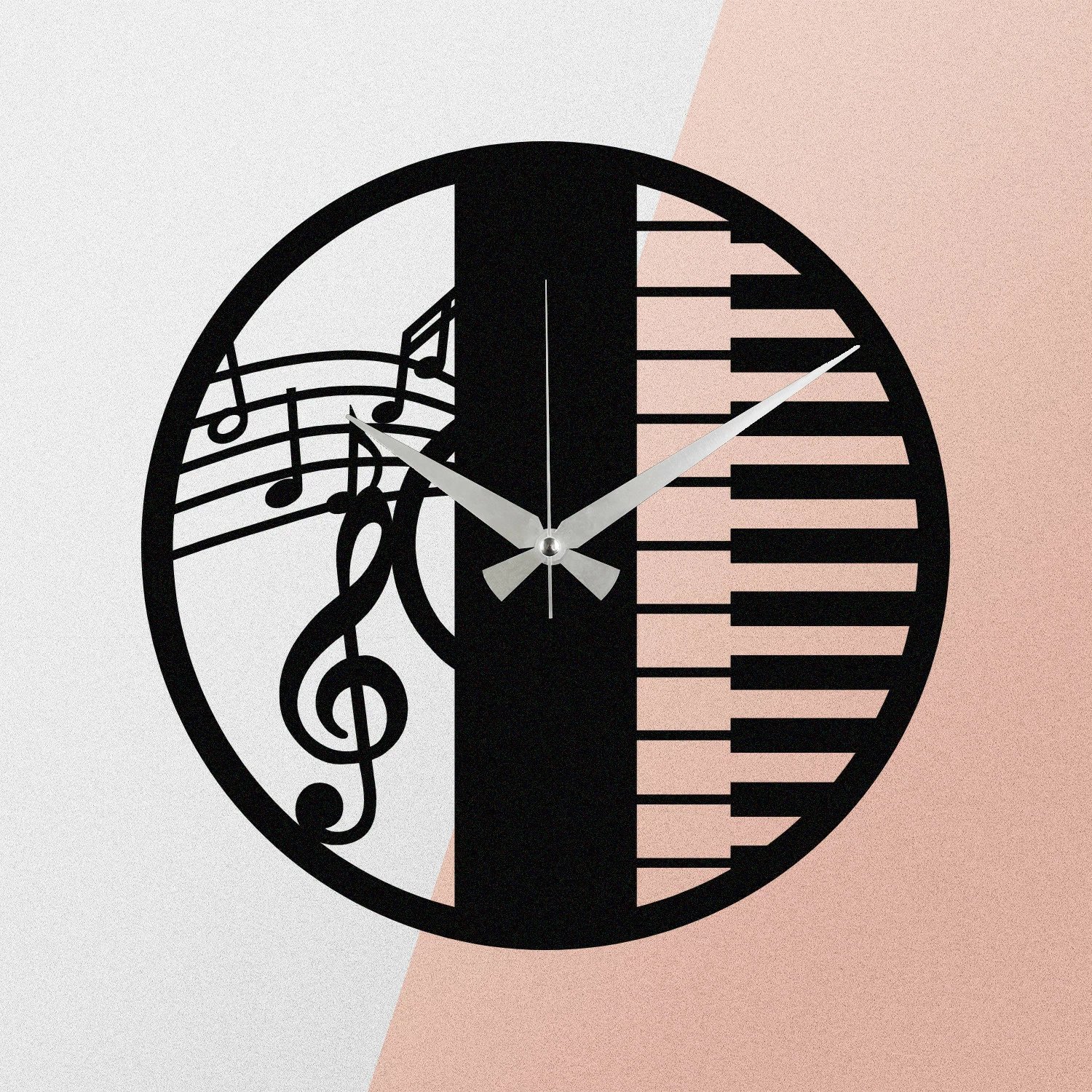 Orë muri dekorative prej metali, Wallity Enzoclock - S008, e zezë, 48x48cm